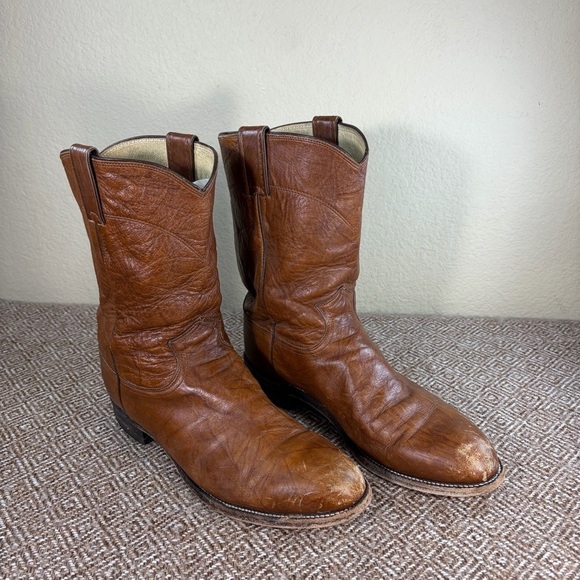 Justin Classic Roper Style 3163 Brown Marbled Leather Cowboy Boots Men\'s Sz 9D main image 10